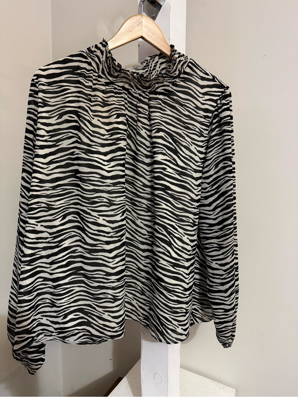 J.Crew Factory Zebra Long-Sleeve Mockneck Blouse